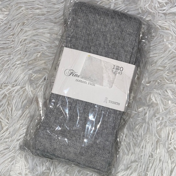 NWT little girl Gray ribbed stocking tights - Picture 1 of 6